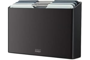 Joseph Joseph Folio Plastic Cutting Board Set with Storage Case Color-Coded Easy-Access Design Dishwasher Safe Non-Slip, Small, Graphite