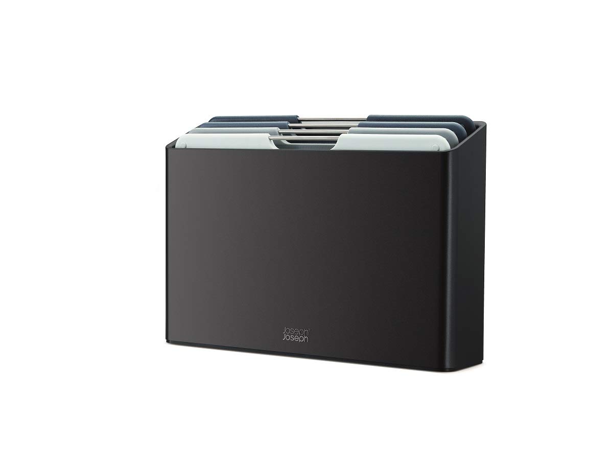 Joseph Joseph Folio 4-Piece Colour Coded Chopping Board Set, Slimline case for organised Storage, Regular - Graphite