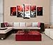 youkuart kx9906 5-Piece Red Woods Waterfall Canvas Print Paintings for Wall and Home DÃcor