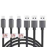 USB Type C Cable 3ft 3Pack by Ailun High Speed Type-C to USB A Sync and Charging Nylon Braided Cable for Galaxy S10 S10 Plus Note 10 and More Smartphone Tablets Silver BlackGrey NOT Micro USB