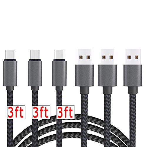 USB Type C Cable 3ft 3Pack by Ailun High Speed Type-C to USB A Sync and Charging Nylon Braided Cable for Galaxy S10 S10 Plus Note 10 and More Smartphone Tablets Silver BlackGrey NOT Micro USB