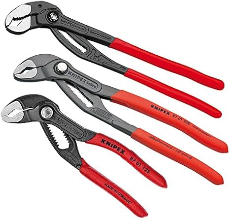 Knipex 8701 Pince Multiprise Cobra Pince Cle Sanitaire Tuyau Pince 3 Pieces Set Cle Pince Pour Pompe A Eau Plombiers 125 250 400 Mm Xl 8701 125 250 400 Amazon Fr Auto Et Moto