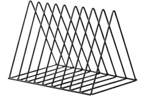 CQ ACRYLIC Black Metal Vinyl Record Holder,Vertical Record Player Holder,File Organizer for Desk,Desktop File Sorters,Paper Organizer and Record Holder Stand,Triangle Upright 9 Lattice Vinyl Rack Stand,1Pack