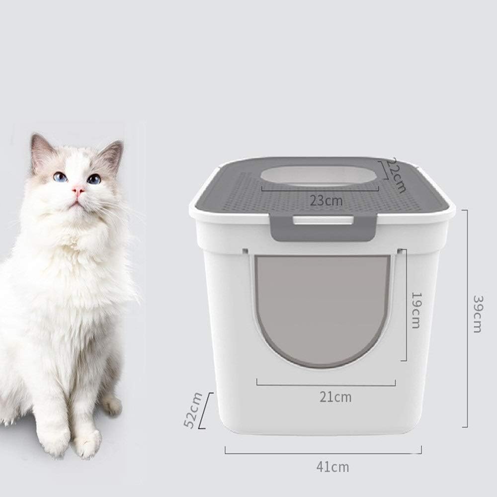 Tscenror PE Litter Boxes Trixie Vico Cat Litter Tray With Dome 52x41x39cm Blue Gray Pink Red Cat Litter Box (Color : Gray, Size : 52x41x39cm)