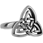 YWMAN Celtic Knot Rings for Women, Stainless Steel Triquetra Trinity Ring, Witches Knot Irish Jewelry Gift