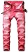 YTD Mens Distressed Ripped Biker Slim Jeans Stretched Moto Denim Pants 32 Red