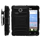 LG Lucky Case, LG Lucky Holster, Two Layer Hybrid Armor Hard Cover with Built in Kickstand for LG Sunrise L15G, LG Lucky L16C (Straight Talk, TracFone, Net10) from MINITURTLE | Includes Screen Protector - Black