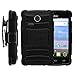 LG Lucky Case, LG Lucky Holster, Two Layer Hybrid Armor Hard Cover with Built in Kickstand for LG Sunrise L15G, LG Lucky L16C (Straight Talk, TracFone, Net10) from MINITURTLE | Includes Screen Protector - Black