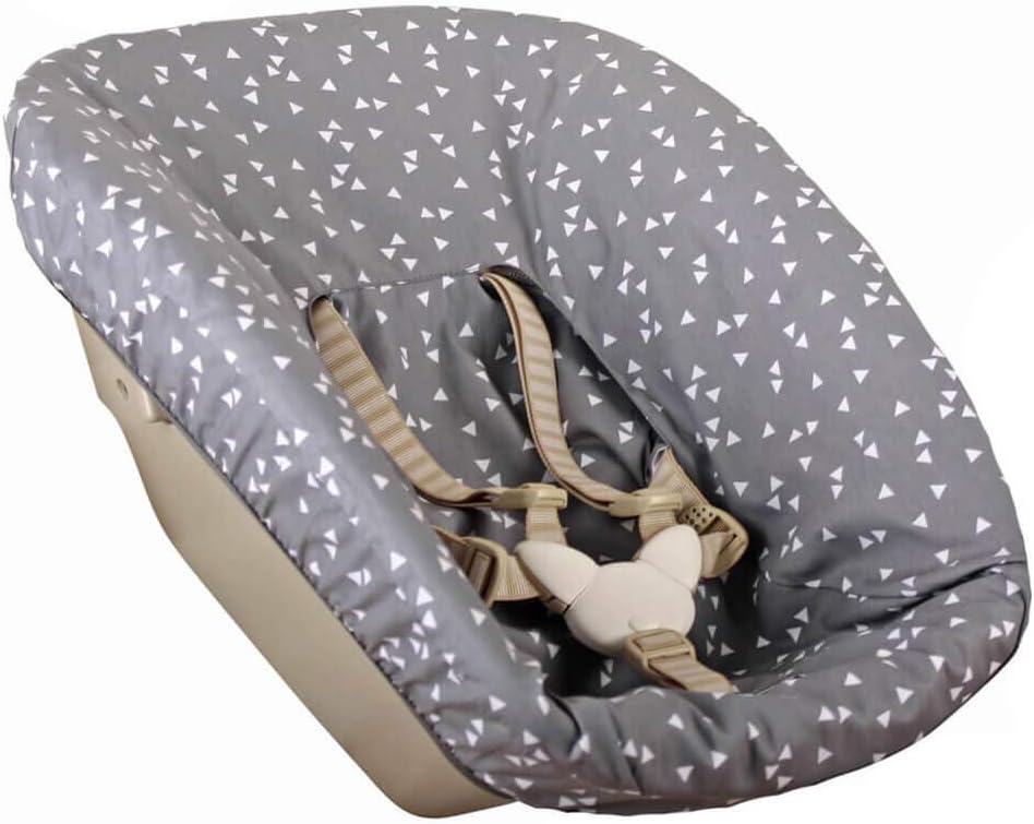 Ukje-Cover Tailor Made for Stokke Tripp Trapp Newborn Set High Chair-Cover Set 1 Piece Cover in Cotton Oeko-TEX® Standard 100- Cordury Fabric Cover Easy to Clean with Wipes-Grey Triangles