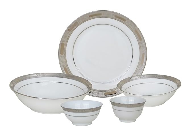 Aditya Promoters Limited 28 Pcs Fine Porcelain Dinner Set (1002Platinum)