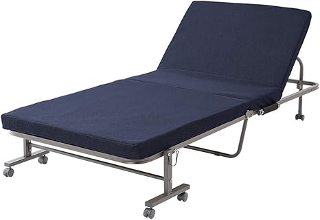 Amazon Co Jp 高反発ウレタン入り 折りたたみベッド シングル 幅94cm ベッド 折り畳みベッド 折りたたみ コンパクト リクライニング ネイビー ホーム キッチン