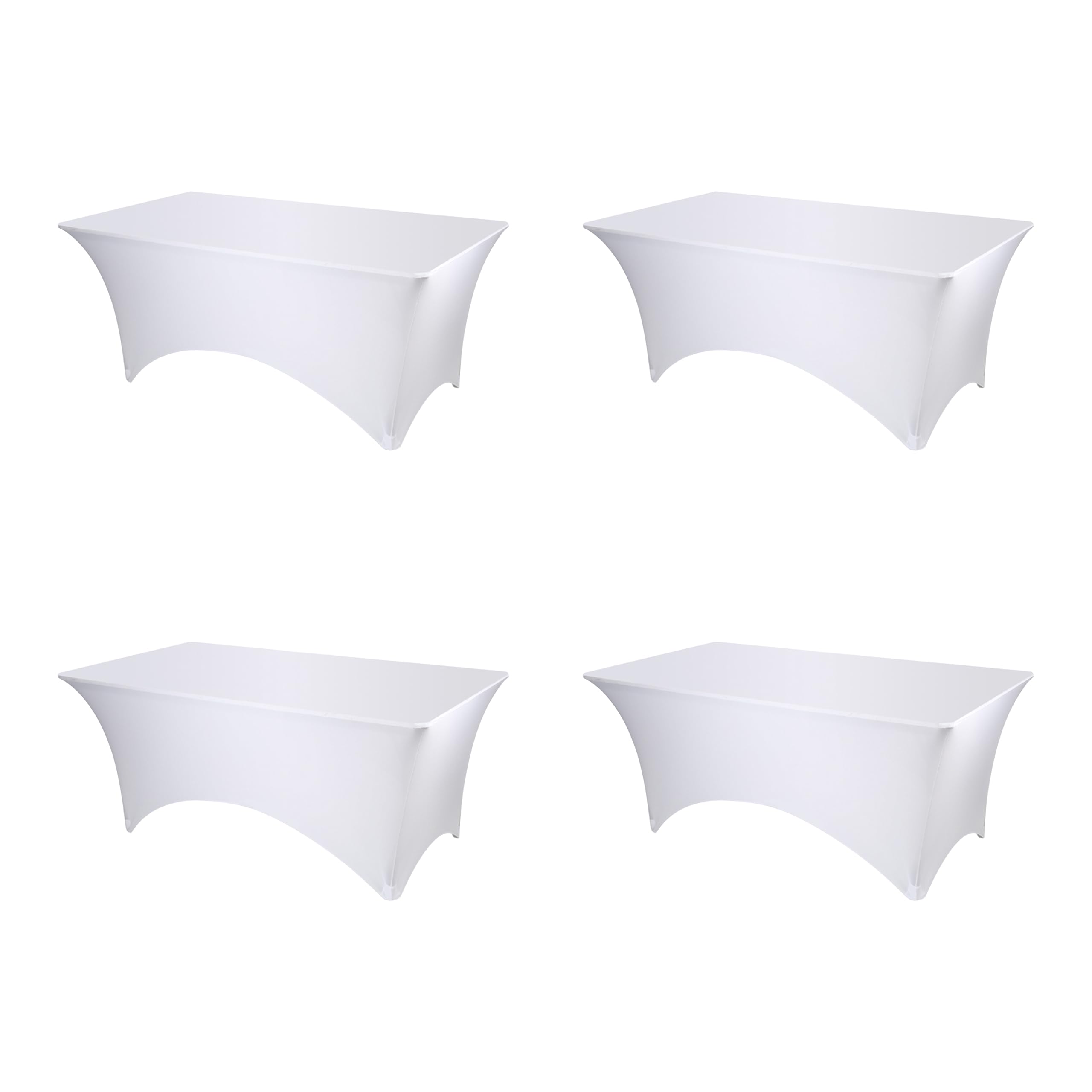 Photo 1 of BRILLMAX 4 Pack White Fitted Spandex Table Covers - 6ft Stretch Tablecloths for 6 Foot Rectangle Folding Cloths Rectangular Bulk Linen Fabric Elastic for Wedding Reception Banquet Birthday Party