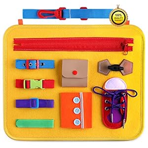 GiftInTheBox Toddler Busy Board, Montessori Sensory Activity Board for Toddlers, Learn to Dress Toy, Montessori Toys for…