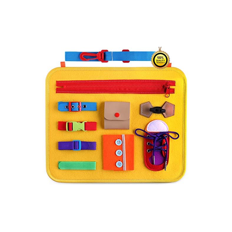 GiftInTheBox Toddler Busy Board, Montessori Sensory Activity Board for Toddlers, Learn to Dress Toy, Montessori Toys for…