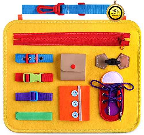 GiftInTheBox Toddler Busy Board, Montessori Sensory Activity Board for Toddlers, Learn to Dress Toy, Montessori Toys for…