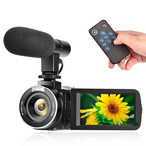 Camcorder Digital Video Camera Full HD 1080P 30FPS Vlogging Camera Pause Function With External Microphone and Remote Control