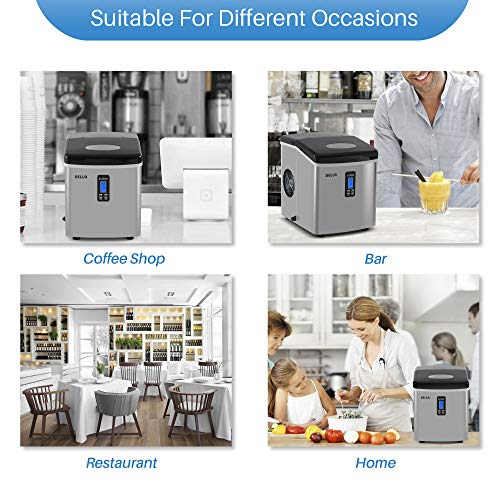 Della Portable Ice Maker 28 lb. Daily with Timer - Countertop Compact Design - 3 Size Bullet Shaped Ice - LCD Display - Thumbnail 6