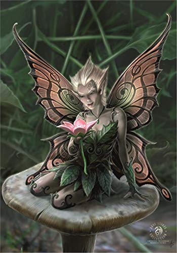 Heart Rock Flag Original Anne Stokes Mushroom Fairy, Fabric, Multicoloured, 110 x 75 x 0.1 cm