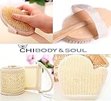 All Natural Sisal Asian Bath Spa Shower Kit - Wet/Dry Brushes - Sisal Bath Mitt/Glove - Foot Exfoliating Lava Stone - Extension Back Brush with Boar Bristle - Exfoliating Sisal Made Products(Bactericidal and Hypoallergenic) - Loofah(Loufah) Sponges and Skin Scrubbers. In a Custom Birch Wood Case. Brings New healthy Skin and Rejuvenates your skin while bringing Blood Flow to all the Areas of your Skin