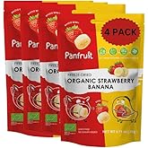 PANFRUIT Freeze-Dried Organic Strawberry Banana Snacks – 100% Natural, No Sugar Added, GMO-Free, Gluten-Free – 4 Individual Packs (0.71 oz) – Healthy Crunchy Fruit Snack for Kids & Adults