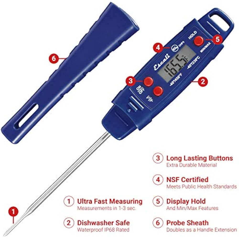 Advanced Digital Waterproof Dishwasher Safe Meat Thermometer, Min/Max