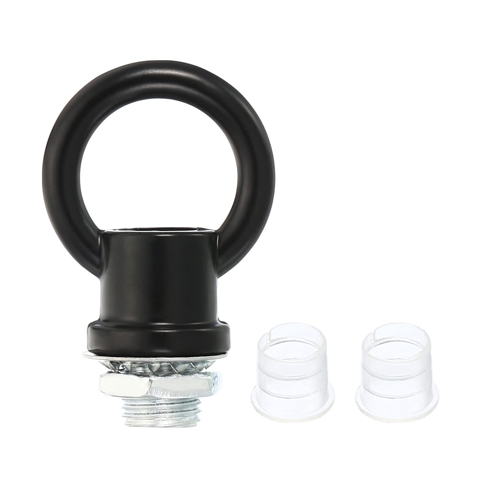 PATIKIL 15kg Load 18mm ID M10 Lamp Female Loop Holder, 1 Set Lifting Eye Nut Hook Ring Shape Structural Support to Chandelier Lighting Fixtures, Black