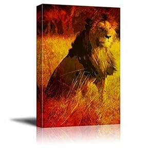 Animal Theme A Lion on The Vintage Abstract Background Stretched