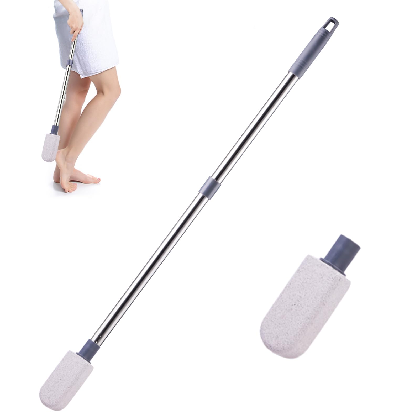 Photo 1 of Pumice Stone for Feet, Foot Dead Skin Scrubber with 30" Long Handle Set, Feet File Callus Remover for Exfoliation, Foot Scrub Shower Pedicure Tools Foot Care Stone