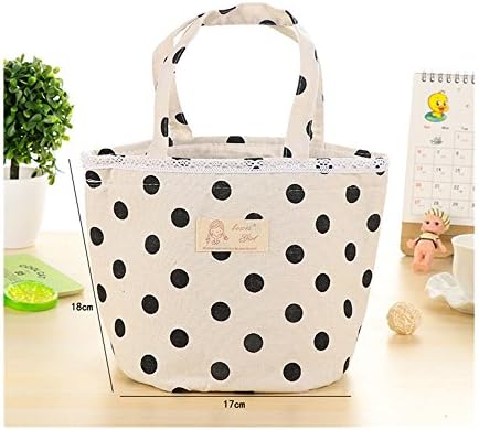 S Kaiko Cotton Linen Thermal Lunch Bag Reusable Insulated Lunch Bag Cooler Bag Picnic Bag Tote Bag Lunch Storage Bag Food Storage Bag (white 3)