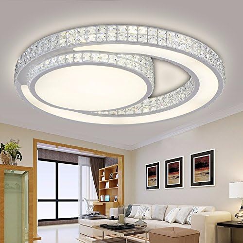 Ceiling Lights Modern Ledin Bedroom Living Room Minimalist Style Restaurant Children's Room and are Decorated with Light Decor Acrylic Crystal Round Diameter42*8cmtri-Color Dimmer MeloveCc [Energy Class A++]