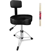 ExGizmo Drum Throne with Backrest,Height Adjustable Airlift Drum Stool,Heavy Duty Drum Seat with Strong Adjustable Double Braced Legs, Comfortable Thicken Drum Stool for Adult Drummers Beginner