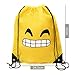 Sakiyr Emoji Drawstring Backpack Bags, 6 Pack Kids Drawstring Bags Party Favors for Girls & Boys Goody Bags (16x13 Inch)