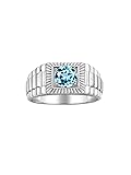 Rylos Men's Ring Sterling Silver Ring, 7MM Round