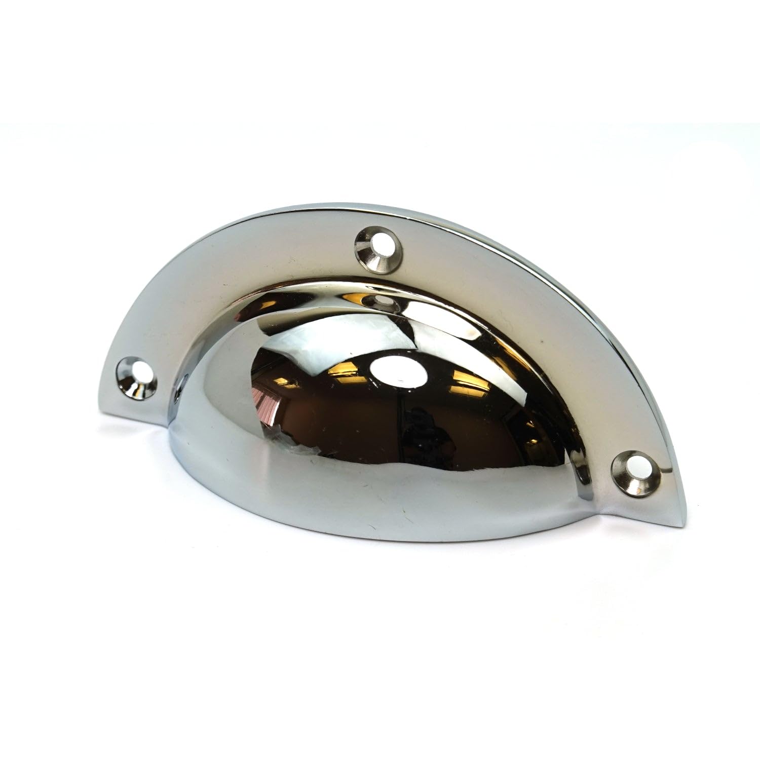 Oakcrafts - Polished Chrome on Solid Brass Round Drawer Pull/Cup Handle