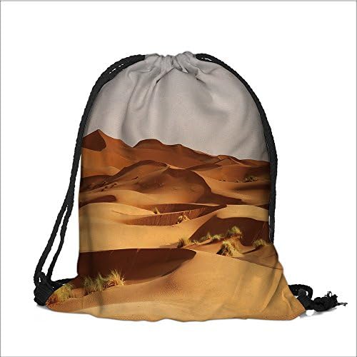 wanranhome Drawstring Backpack Bags sand dunes of erg chebbi int he sahara desert morocco polyester fabric Folding Shoulder Cinch Bag(13.7W x 17.7L INCH)