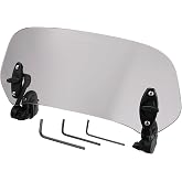 Motoforti 28.5cm Windshield - Adjustable Clip Wind Deflector, Grey Lens, Universal Fit for Most Motorcycles &amp; Scooters