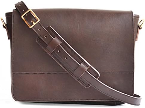 Marlondo Leather Classic Satchel - Full Grain Leather, Solid Brass Hardware (Small, Dark Brown)