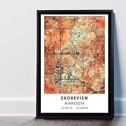 Shoreview Map Poster, Minnesota Map Art Poster, Map