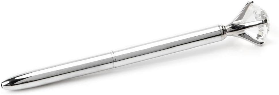 Yunso Big Crystal Diamond Pen Metal Rhinestone Ballpoint Pen Fashion School Office Supply (Gray)