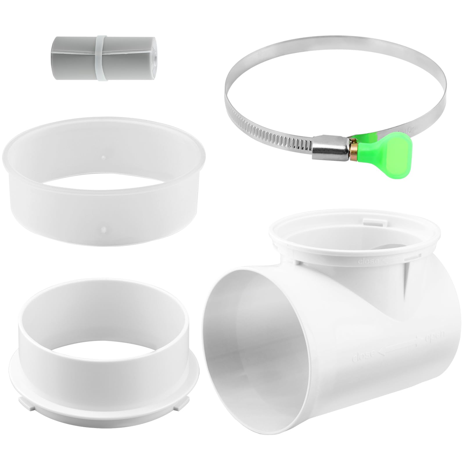 Photo 1 of 4" Dryer Vent Connector Kit with 90° Elbow - Heat-Resistant, Space-Saving Design for Tight Spaces, Airtight Seal with Silicone Gasket, Fits Semi-Rigid/Flexible Hoses