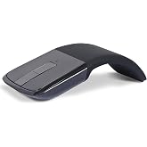WUDEMWWFE Bluetooth Arc Mouse Foldable Slim and Portable Mini Wireless Computer Travel Mouse Folding Optical Touch Mice for Laptop Tablet - Black
