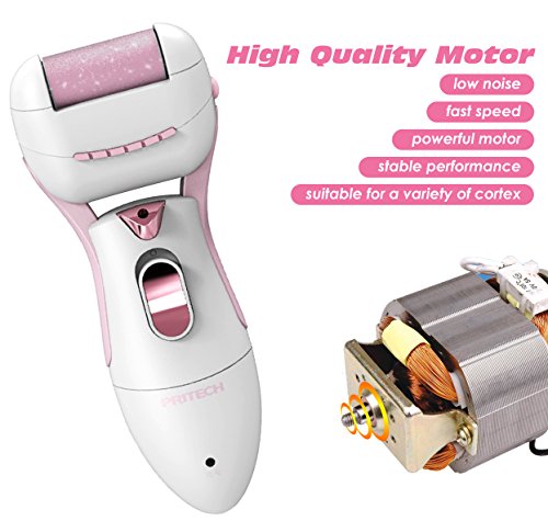 Electric Callus Remover - PRITECH Electronic Pedicure Tools, Professional Wet and Dry Rechargeable Foot File Removes Dead, Hard, Cracked Skin With Fine & Rough Roller and Protective Cover - Thumbnail 2