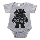 Cute Toddler Baby Girls Boys Monster Romper Bodysuit Outfits One-pieces(9-12 Months, Gray)