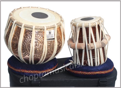Copper Tabla Drum Set, Professional Decorative Bayan, Best Handmade Dayan with, Hammer, Cushions & Box