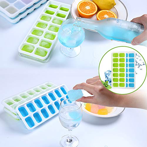 Ice Cube Trays 3 Packs Silicone Ice Cube Trays with Lids Easy Release Ice Trays Flexible BPA Free Stackable Ice Cube Trays