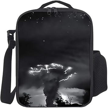 black and white lunch bag