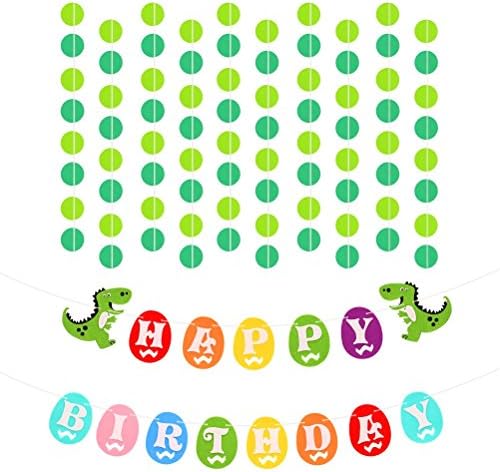 Dinosaur Banners Happy Birthday 3M Length Circle Dots Garland Dino Egg Party Favors Supplies Decorations