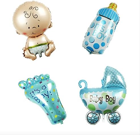 4PCs/lot Angel Baby Shower Foil Balloons Baby Boy Girl Birthday Party Decoration Baby Shower Balloons Mini About 30-40cm (Set Boy)