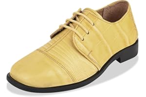 LIBERTYZENO Boys Animal Print Genuine Leather Kids Lace Up Oxford Dress Shoes for Prom Graduation