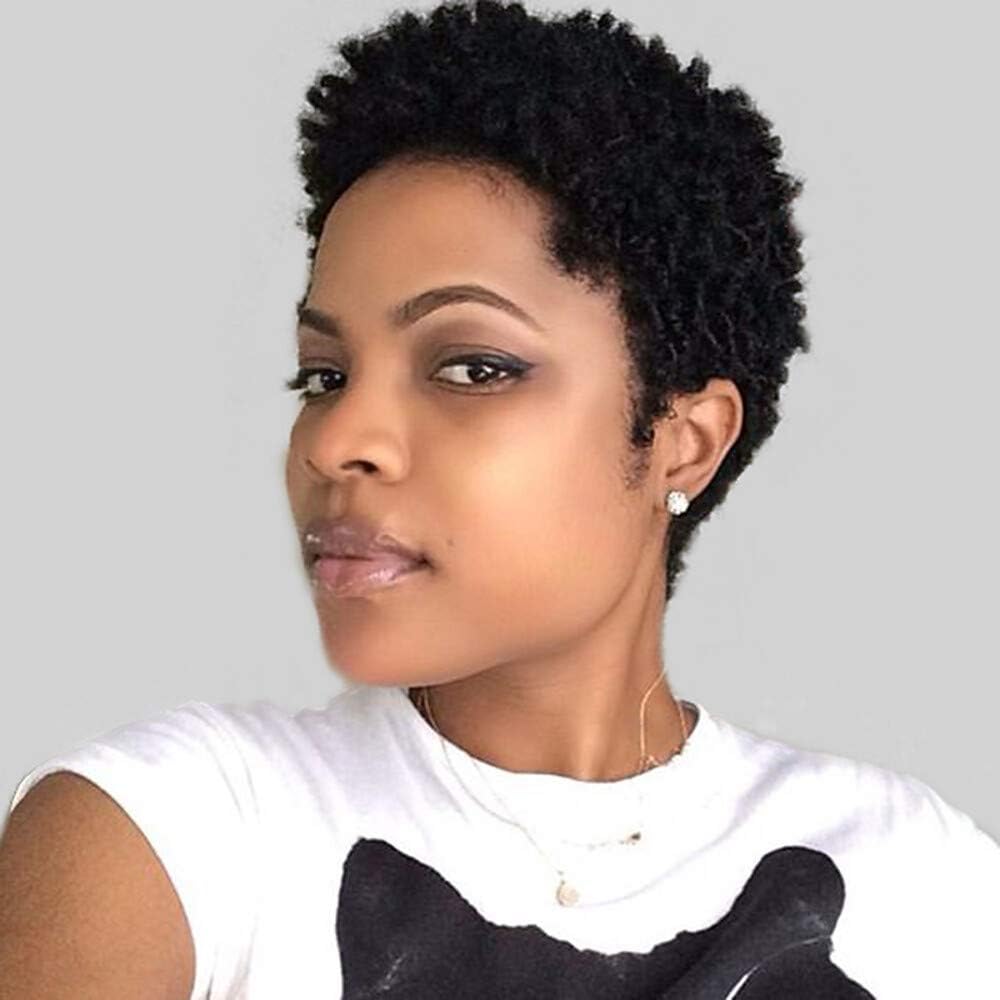Novopus：Human Hair Capless Wigs Human Hair Natural Wavy Natural Wave Pixie Cut For Black Women African American Wig Nature Black Short Capless Wig Women''s:Natural Black